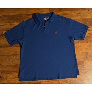 Chaps Ralph Lauren Mens Blue Cotton Short Sleeve Pique Polo Shirt Crest Logo L